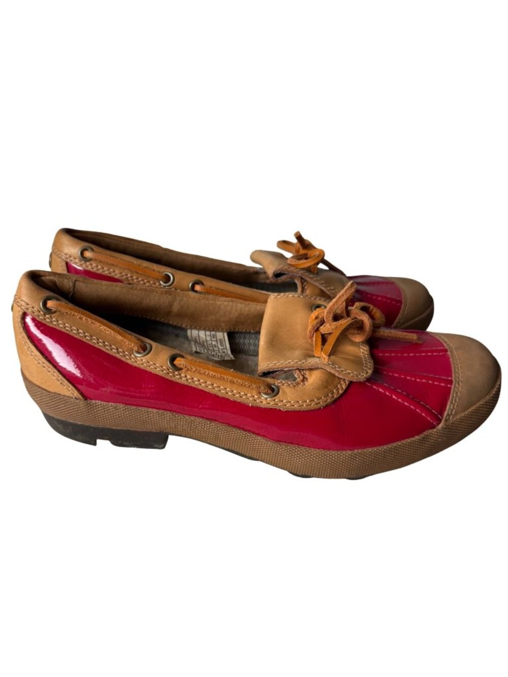 UGG Australia Womens Duck Shoes 7 Ashdale Red Tan Shearling-Lined Patent Leather